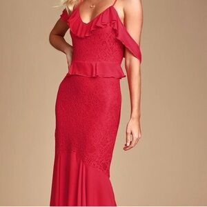 NWTs (Never Worn) Red Lace Midi Dress